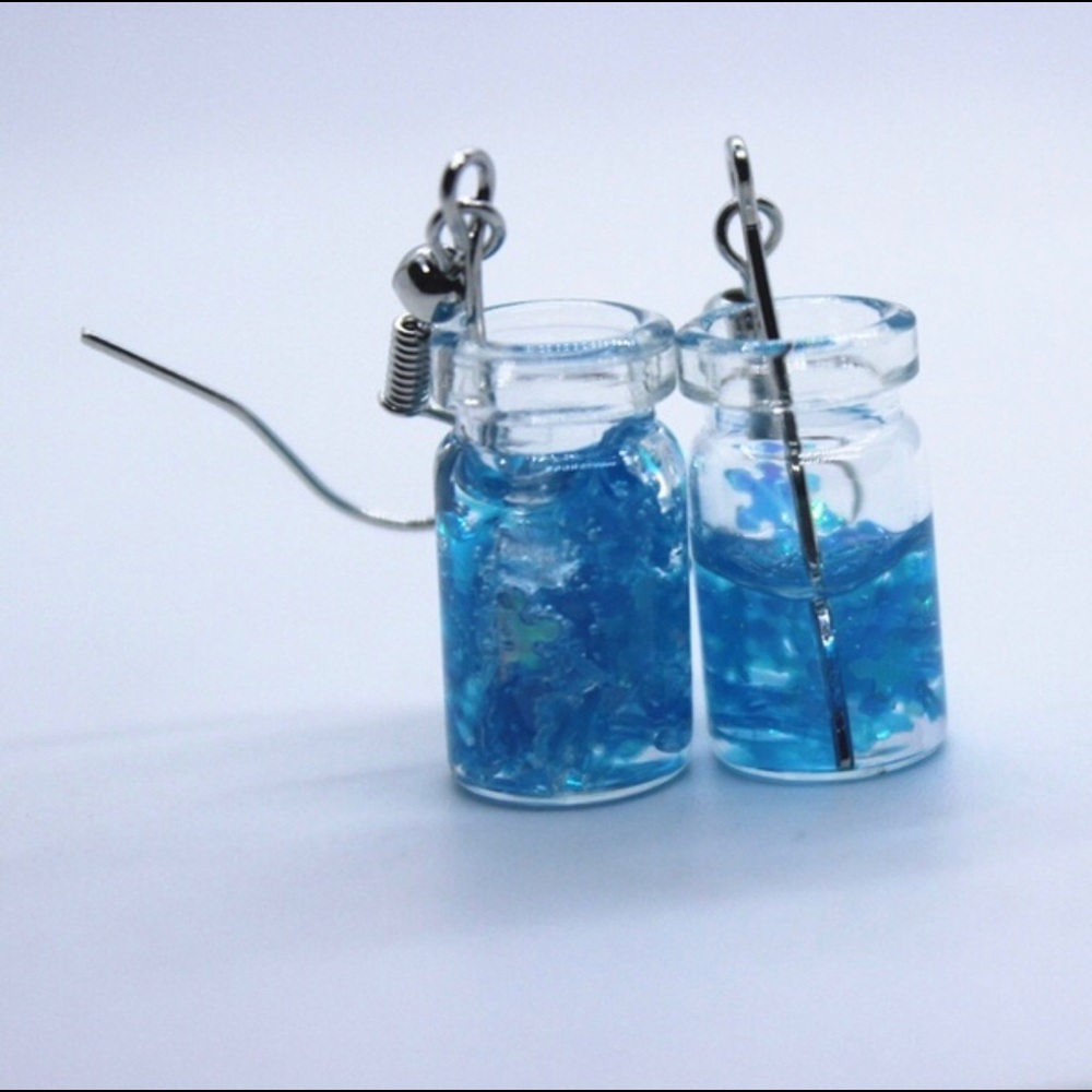 Blue bottle earrings - Picture 2 of 2